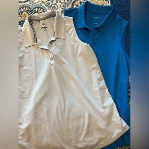 Bundle of 2 ladies sleeveless golf shirts. Adidas and Port Authority. Size Large